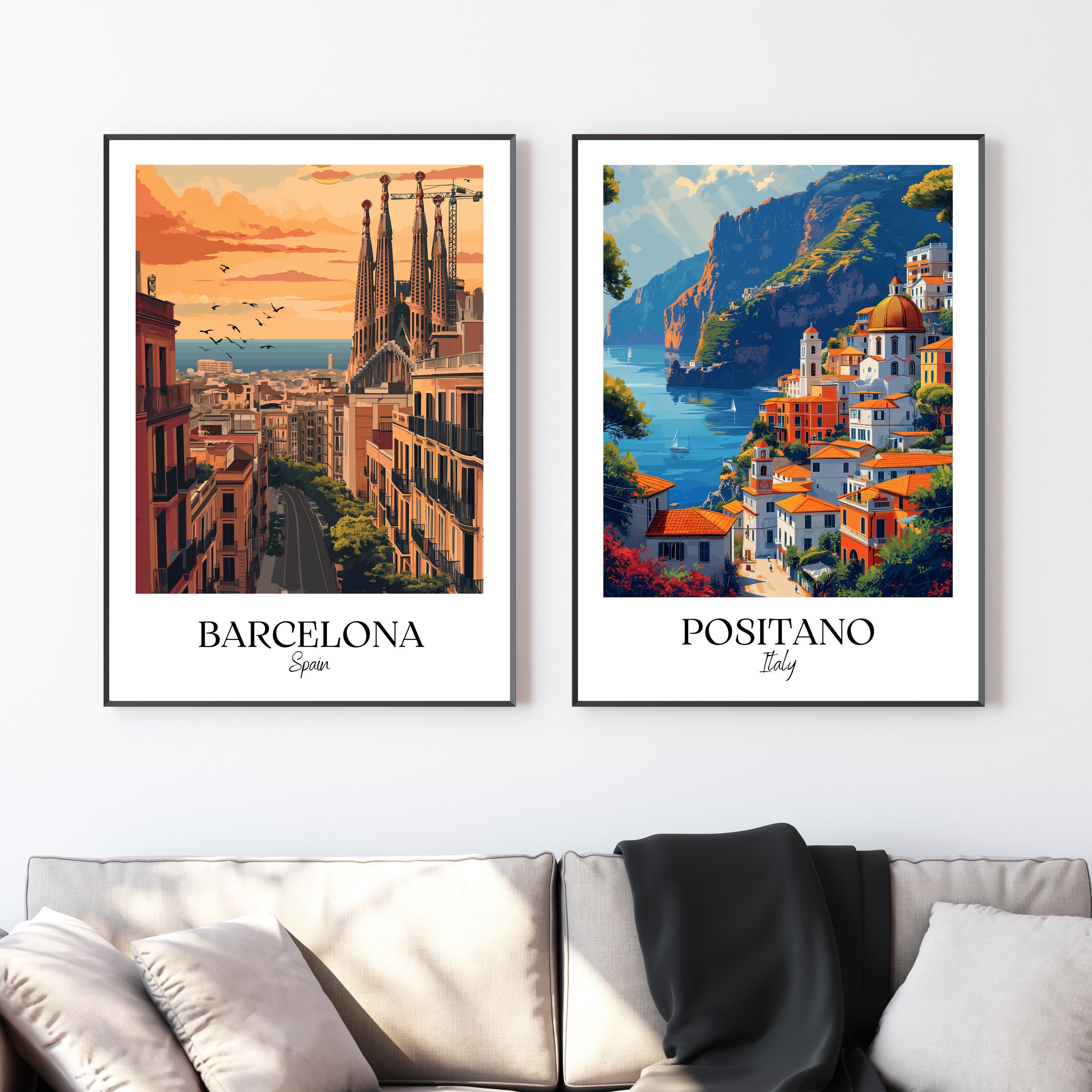 Barcelona City Print, Barcelona Travel Poster, Spain Travel Gift ...