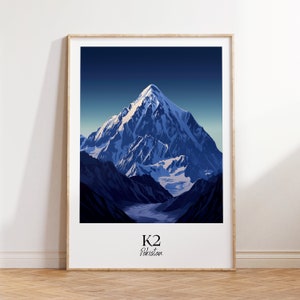 K2 print, K2 travel poster, Pakistan travel gift, K2 digital download, Pakistan poster, K2 gift, K2 Mountain Poster, K2 Mountain Print