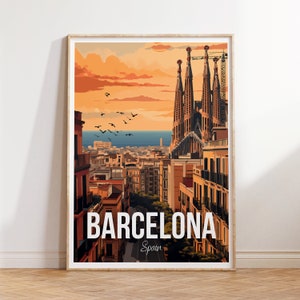 Impressão da cidade de Barcelona, pôster de viagem de Barcelona, presente de viagem na Espanha, download digital de Barcelona, pôster da Espanha, presente de Barcelona