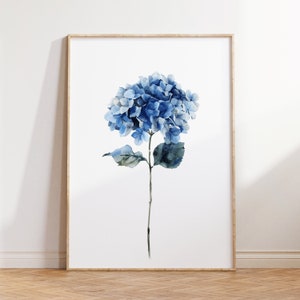 Blue Hydrangea Watercolor Poster, digital download, watercolor art, wall art, printable art, home decor, art prints, gift