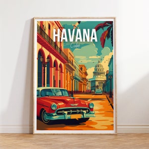 Impressão da cidade de Havana, pôster de viagem de Havana, presente de viagem de Cuba, download digital de Havana, pôster de Cuba, presente de Havana