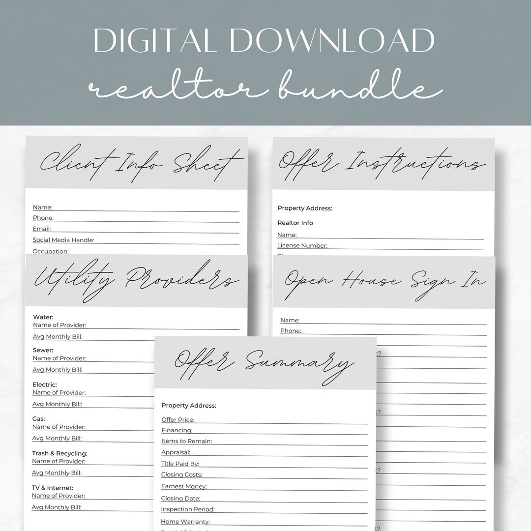 Realtor Form Bundle Client Information Sheet Offer - Etsy