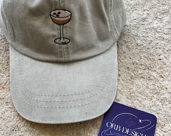 Embroidered Espresso Martini Baseball Hat - Cotton Twill Cap