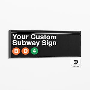 Personalized Subway Sign Canvas - Custom Name and Lines | Subway Home Decor | NYC Wall Art |Tall Rectangle Subway Sign