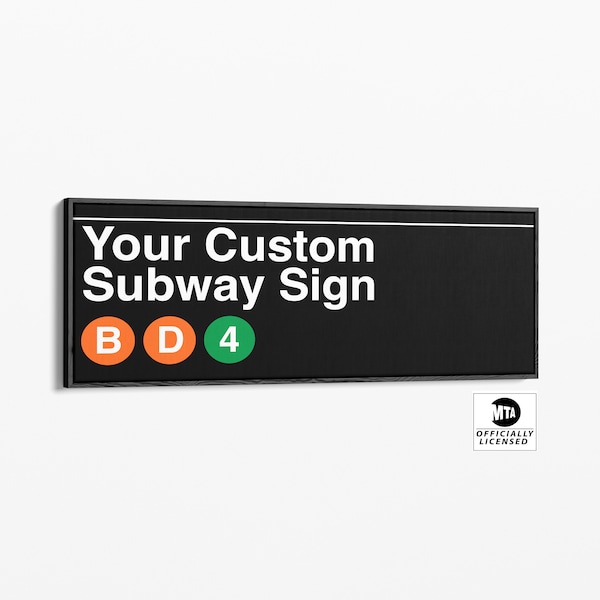 Personalized Subway Sign Canvas - Custom Name and Lines | Subway Home Decor | NYC Wall Art |Tall Rectangle Subway Sign