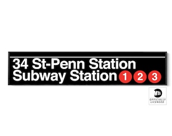 34 St-Penn Station Subway Sign: NYC Metro Decor