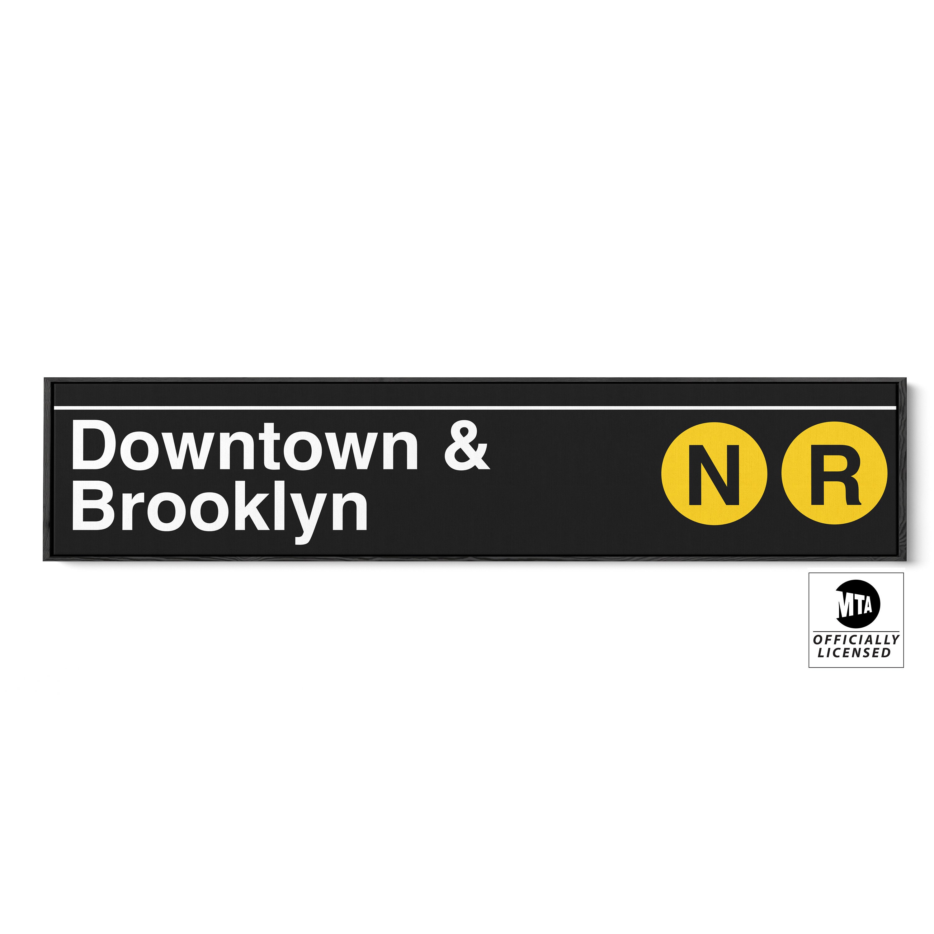 Downtown and Brooklyn Subway Sign - N R Train Lines - Narrow