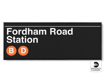 Fordham Road Subway Station Sign - B D Train Lines - Tall Version