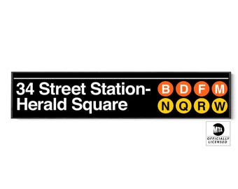 34 Street-Herald Square Subway Sign: NYC Train Art - MTA Licensed