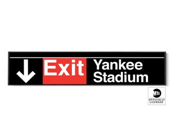 Yankee Stadium Exit Sign: Vintage NYC Subway Metro Decor