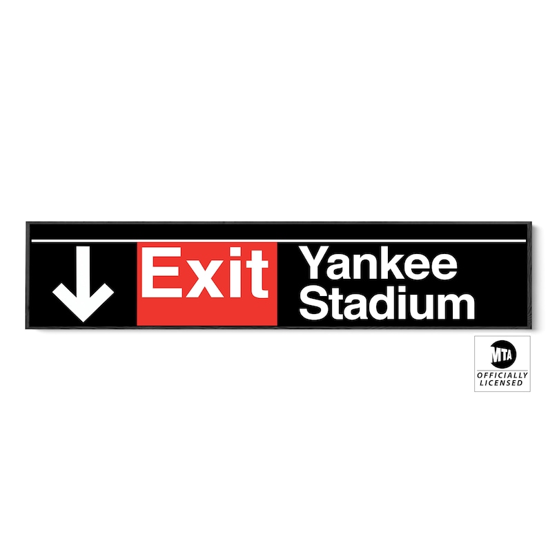 Yankee Stadium Subway Platform Exit Sign NYC Subway Sign Vintage Bronx