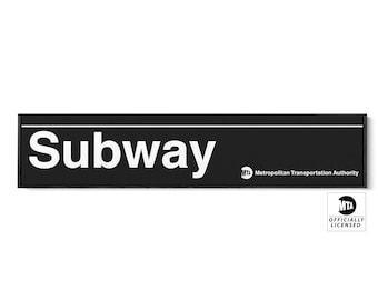 Personalized Subway Sign with MTA Logo - Custom Name and Lines - Long Narrow Version - NYC Subway Sign Print