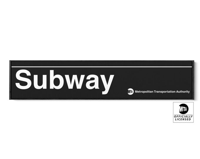 Personalized Subway Sign with MTA Logo - Custom Name and Lines - Long Narrow Version - NYC Subway Sign Print