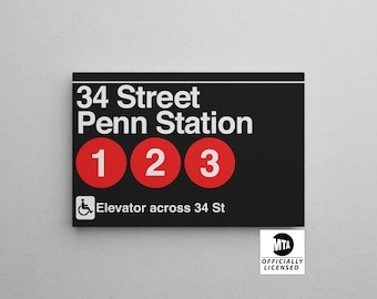 34 Street Penn Station Subway Sign: NYC Home Decor