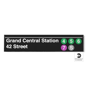 Grand Central Station 42 Street Subway Sign - New York City Subway Sign - Narrow Version - S Train Line Sign