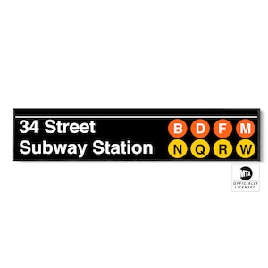 34 Street NYC Subway Sign - B D F M Train Lines - Narrow Version