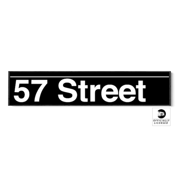 57 Street Subway Sign: NYC Black and White Platform Art - Etsy