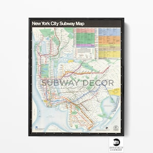 Vintage 1979 NYC Subway Map Art Print: Gallery Wrapped Canvas