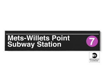 Mets-Willets Point NYC Subway Station Sign - Narrow Version - 7 Train Sign