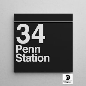 Square NYC Subway Platform Sign | 34 Street Penn Station Subway Sign | New York City Subway Sign