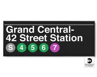 Grand Central 42 Street Station Subway Sign - - 4 5 6 Trains - Tall Version - S 7 Train Lines