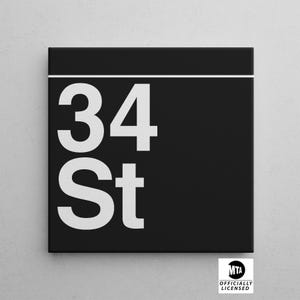 Square NYC Subway Platform Sign | 34 Street Station Subway Sign | New York City Subway Sign | Penn Station Sign
