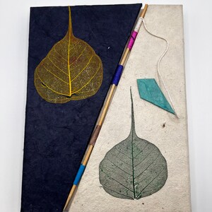 Handmade Journal | Lokta Paper Notebook |  Beautiful Notebook | Elegant Gift I Cute Journal | Embedded Leaves and Flower | Valentines Gift
