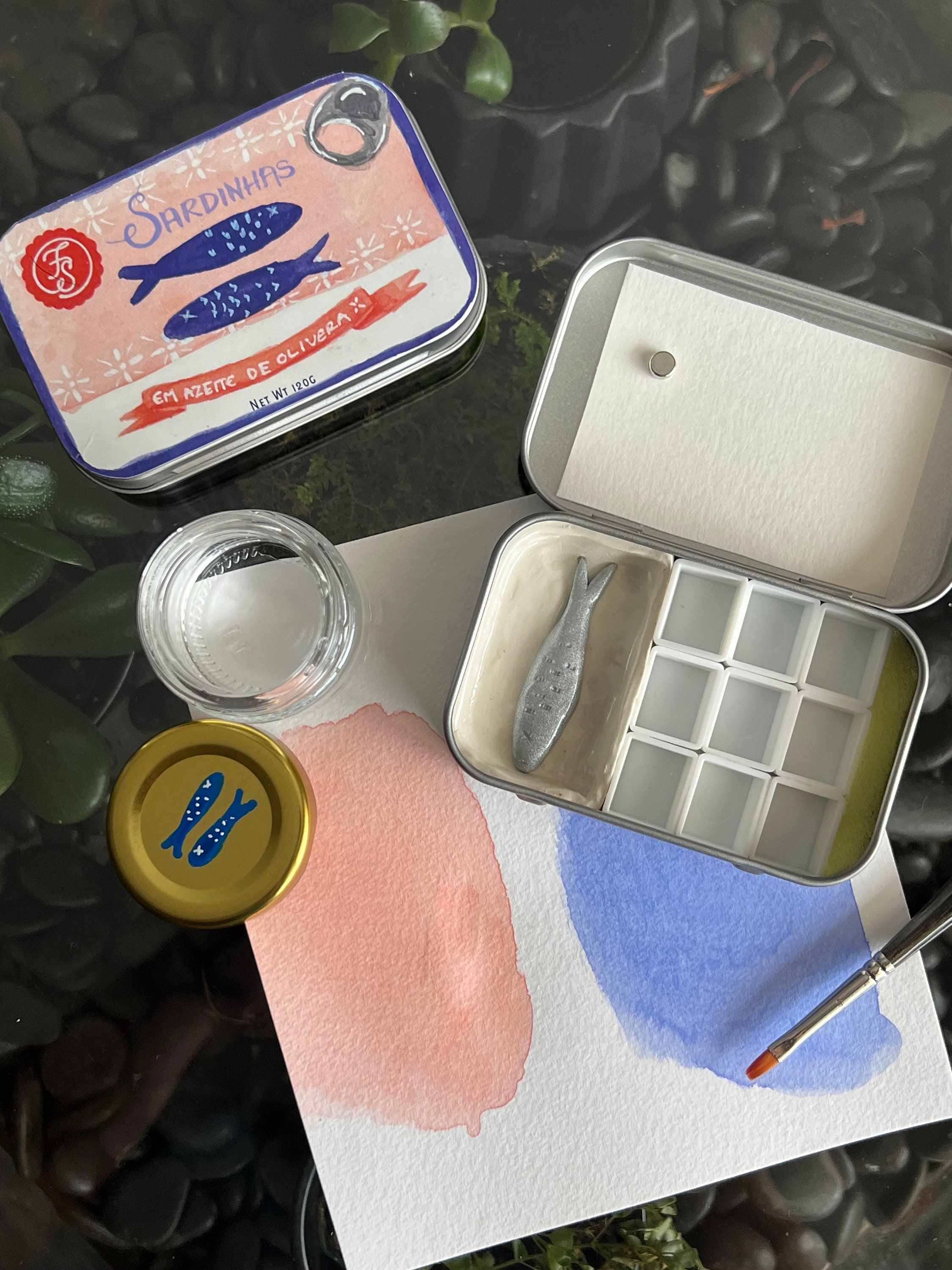 Sardine Tin Travel Watercolor Gouache Palette Portable Paint Tin