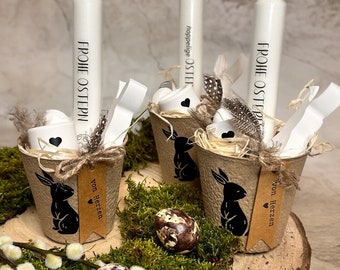 Ostern to go / Geschenkset Ostern / Kerzenhaltermit Kerze und Häschen / Ostergeschenke/Handgemacht mit Herz