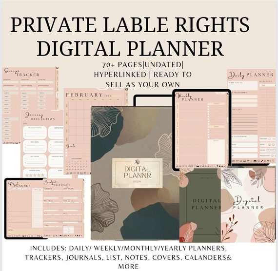 PLR Resell Digital Calender, Weekly, Monthly templates HYPERLINKED, Canva Editable,Commercial Use, Instant download, Customisable daily