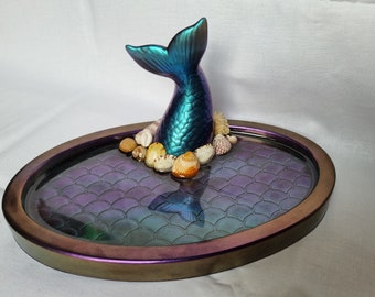 Mermaid Tail Tray with Real Shells