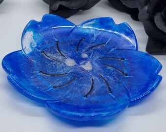 Resin Flower Coaster Blue