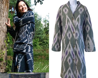 DINARA MAMBETOVA Central Asian Couture Handmade Uzbek Ikat Chapan Size L