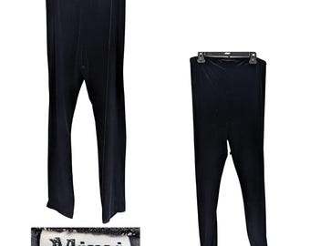 Vintage Y2K MIMI MATERNITY Black Velour Wide Leg Track Pants Size M