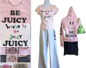 Vtg Y2K JUICY COUTURE Be Juicy Superfan Mix & Match 5pc Tracksuit Set + Bag Sz M