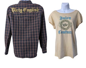 Vintage Y2K JUICY COUTURE His & Hers Old English Matching Set Men's M Women's XL