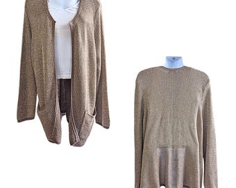 Incredible NWOT Vtg Y2K JESSICA LONDON Crochet Chainmail Lurex Cardigan Sz 26/28