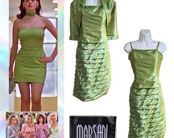 Vtg Y2K MARSONI Avocado Party Dress Jacket Set - The Nanny/Romy & Michele Sz 10