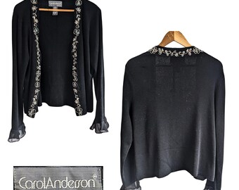 Vintage 90s/Y2K CAROL ANDERSON California Silk Cotton Embroidered Cardigan Sz XL