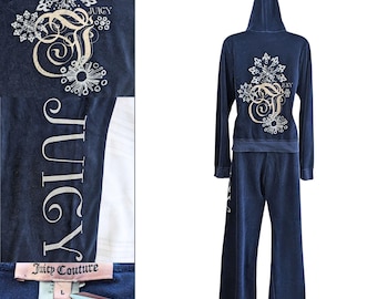 Vtg Y2K JUICY COUTURE Velour Winter Snowflake 2pc Tracksuit Set Size L/XL