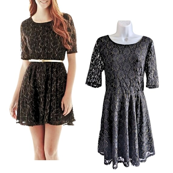 lace overlay skater dress Tobi Blue Lace Overlay Front Tie Skater Mini