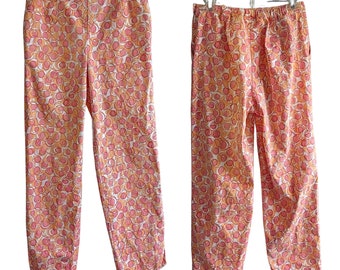 Vintage Y2K TALBOTS Lilly Pulitzer-ähnliche Orange Pinke Geometrische Ankle Hose Gr. 12