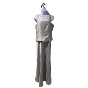 Vintage Late 90s Jessica Howard Sage Green Lined Blouson Minimalist Gown Women 6