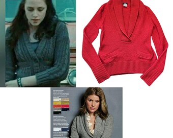 Vtg Y2K 2007 J.CREW Red Bella Swan Alpaca Blend Dream Shawl Knit Sweater Size M