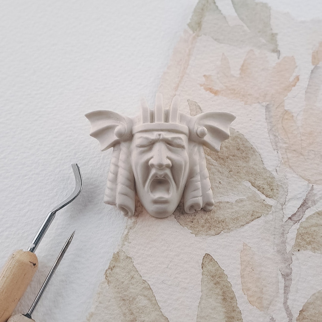 Ivory Jewelry Pin / Handmade Art Nouveau Macabre Face Cast Etsy