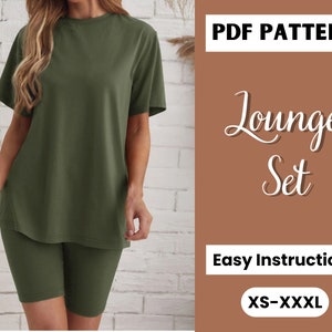 Womens Lounge Set Pattern | Shorts Pattern | Loungewear Set Pattern | Easy Sewing Pattern | Comfy Pattern | Biker Shorts Pattern Pdf