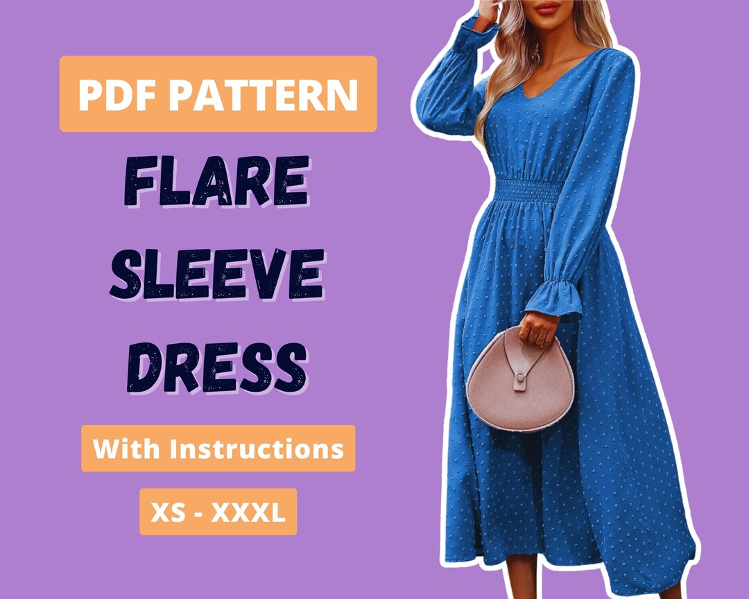 Flattering Long Sleeve Dress Pattern for Women, Diy Maxi Dress Sewing