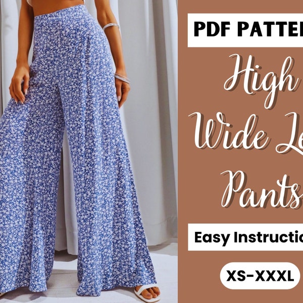 Palazzo Pants Pattern | Wide Leg Pants Pattern | Women Pants Sewing Pattern | Silk Palazzo Pants | High Waist Boho Pants | Wide Leg Trousers