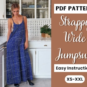 Wide Leg Romper | Romper Pattern | Easy Digital PDF | Prom Jumpsuit | Sewing Patterns Women's Wide Leg Jumpsuit Pattern | XS-XXL