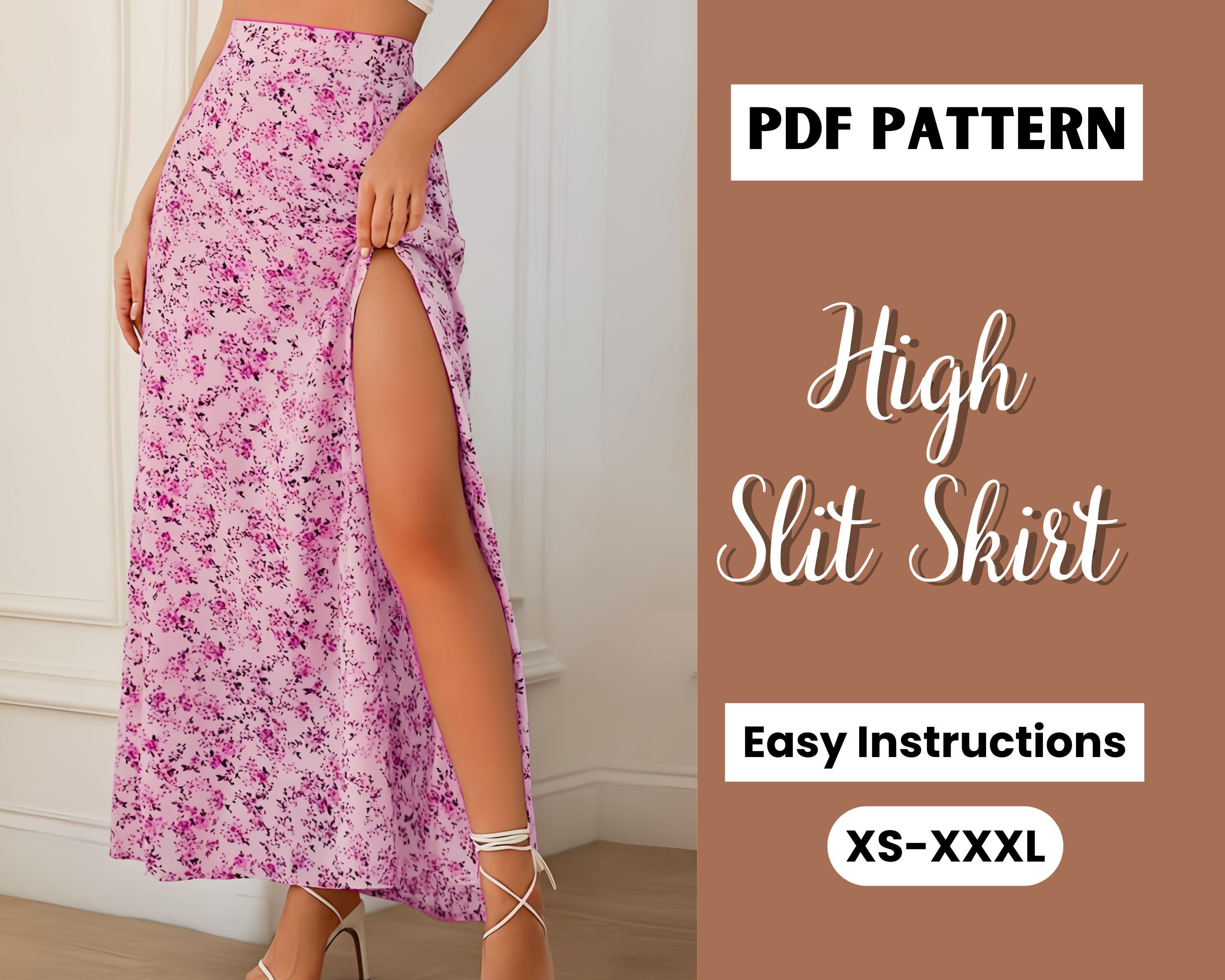 Slit Skirt Sewing Pattern, Pdf Sewing Pattern, Midi Skirt